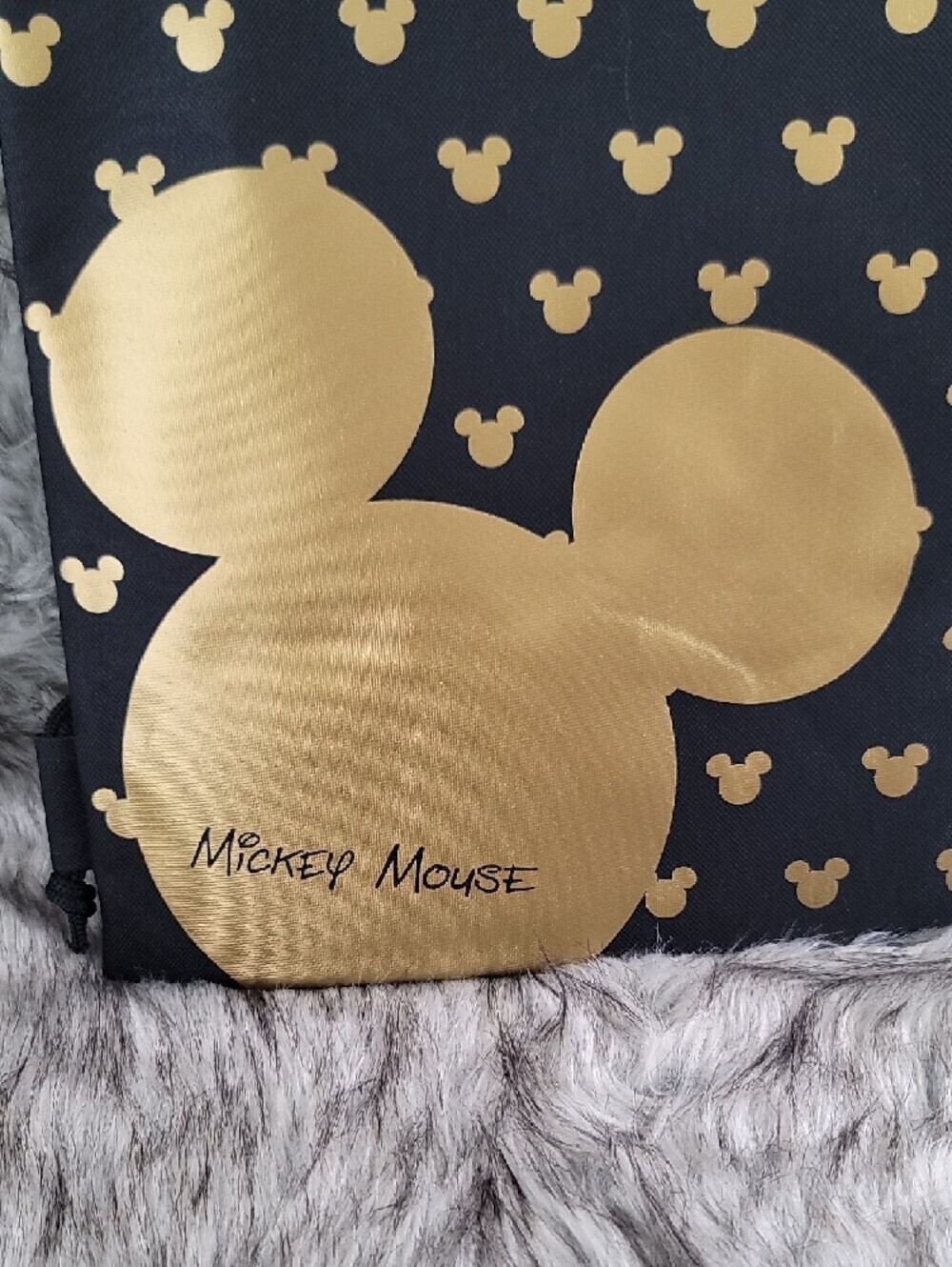 Disney Black and Gold Mickey Mouse Drawstring Backpack Bag - Picture 7 of 7